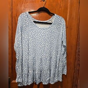 Elegant Light Blue Animal Print Women's Tunic